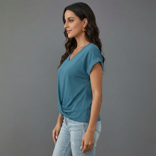 Karen | Women’s V-Neck Twist Front Top