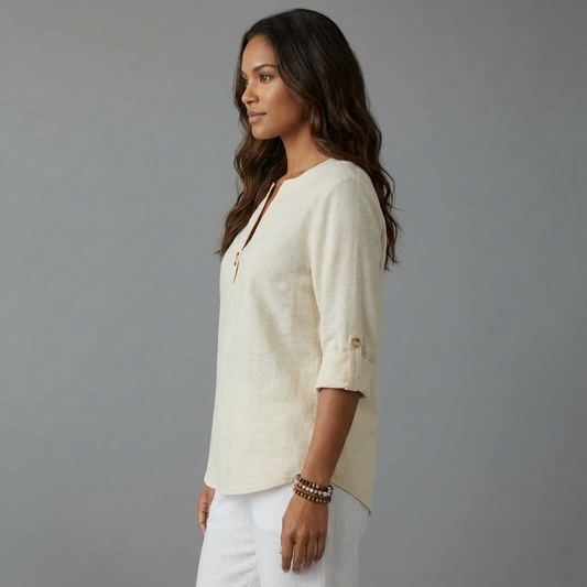 Angela | Women’s Casual V-Neck Button-Down Shirt
